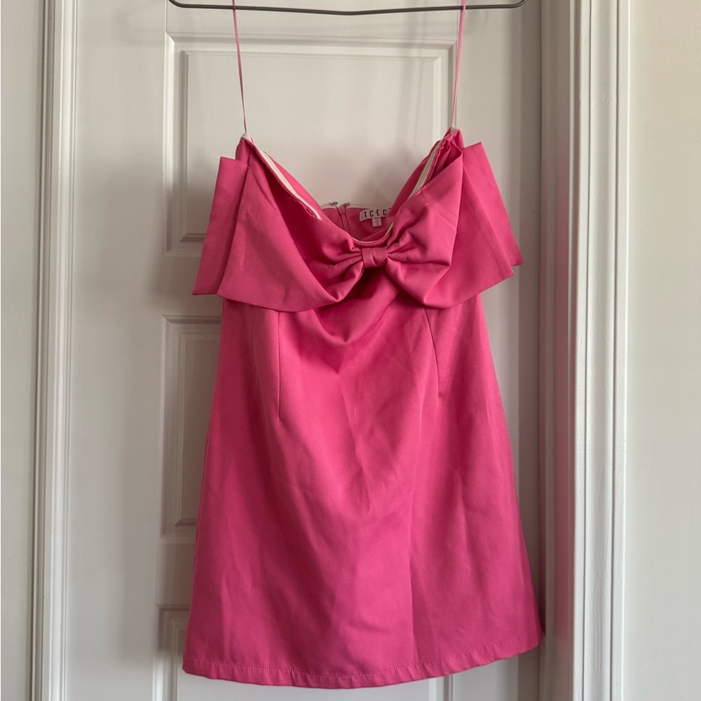 Pink Bow Detail Women's Dress